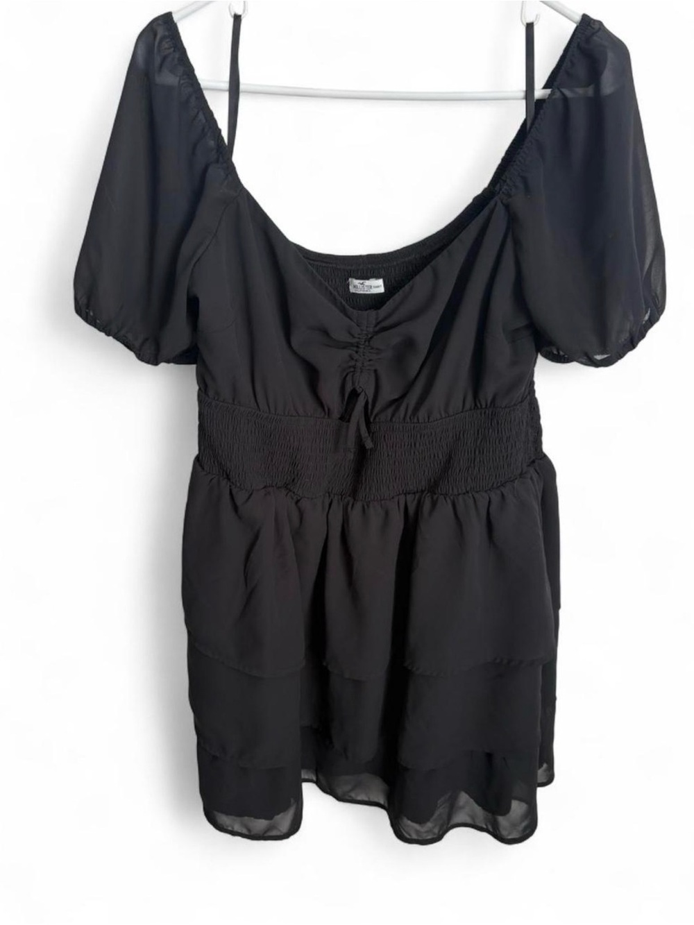 Hollister Black Mini Dress with Puff Sleeves